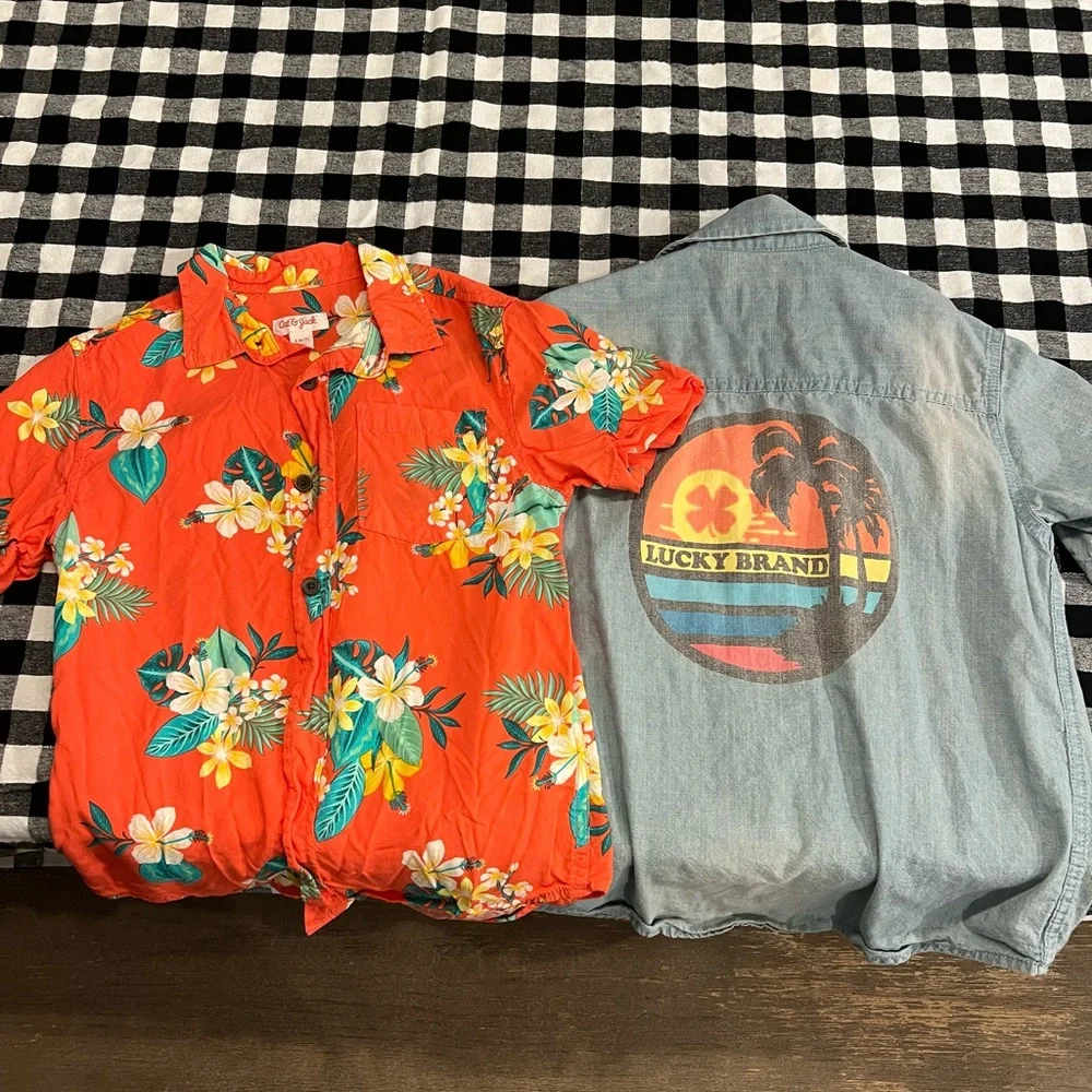 Boys Hawaiian Shirt Bundle Size 5/6 Small Tropical Summer Vacation Lot of 5
